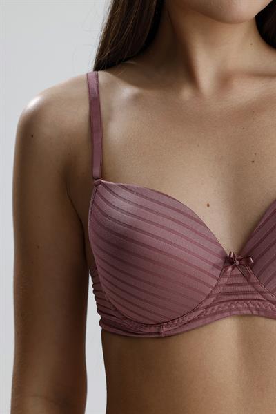 Jakarlı Saten Görünümlü Destekli Sütyen Takım | Gül 230