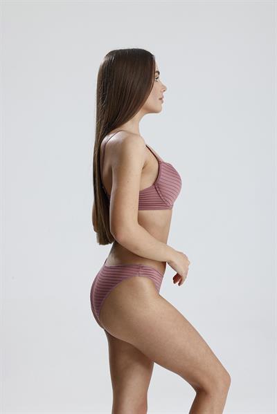 Jakarlı Saten Görünümlü Destekli Sütyen Takım | Gül 230