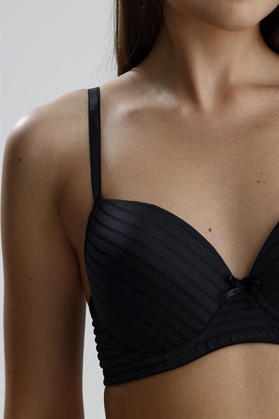 Jakarlı Saten Görünümlü Destekli Sütyen Takım | Siyah  230