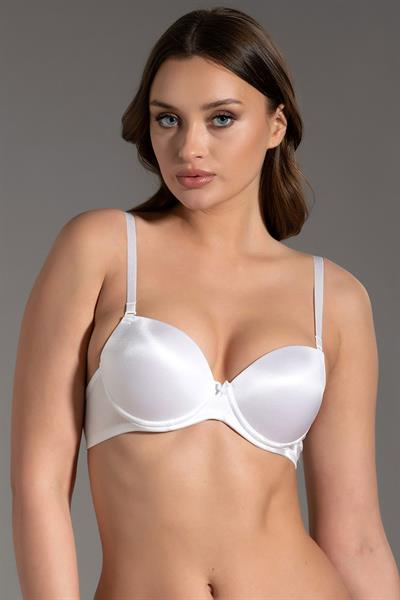 Saten Görünümlü Desteksiz Basic Sütyen | Beyaz 7025