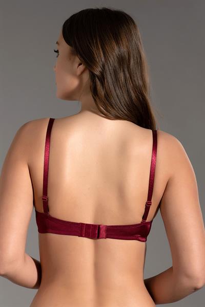 Saten Görünümlü Desteksiz Basic Sütyen | Bordo  7025