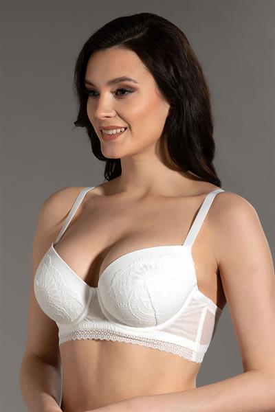 Dantel Detay Desteksiz C Kap Sütyen | Ekru  4019