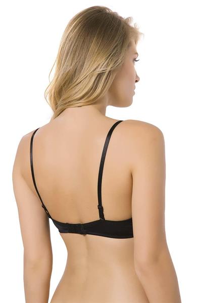 Desteksiz Sütyen Micro Kaplı Kulaklı Boş Kap Siyah | 7010 