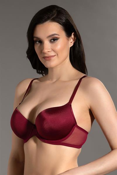 Saten Görünümlü Basic Desteksiz Sütyen  | Bordo 7090