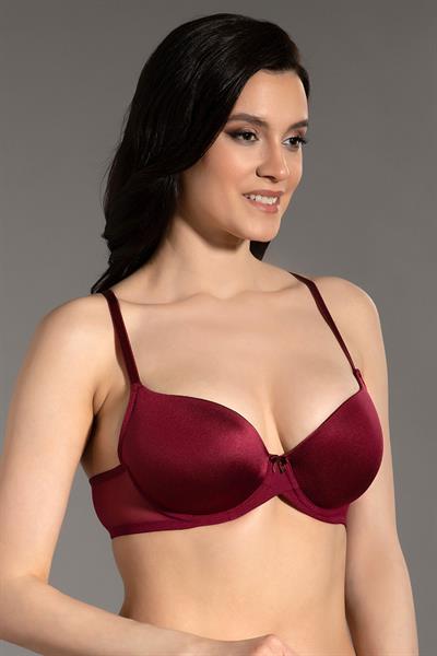 Saten Görünümlü Basic Desteksiz Sütyen  | Bordo 7090