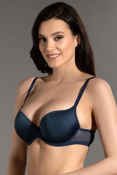 Saten Görünümlü Basic Desteksiz Sütyen | Lacivert 7090