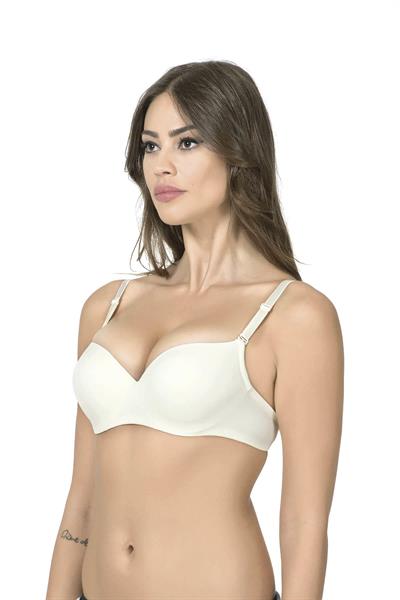 Desteksiz Boş Kap Balenli Dikişsiz Sütyen | Ekru 1108
