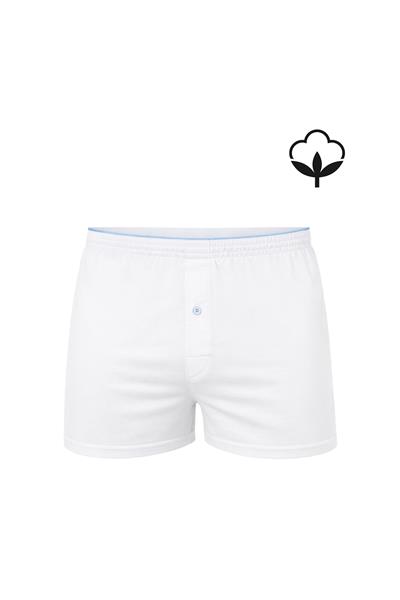 5li Paket Şardonlu Pamuklu Düğmeli Penye Erkek Boxer | Beyaz K0041