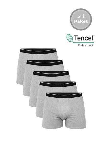 5li Paket Erkek Pamuklu Modal Boxer | Gri K11256