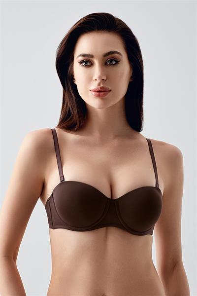 Kadın B Kap Desteksiz Çıkarılabilir Askılı Straplez Basic Sütyen | Kahve 7050