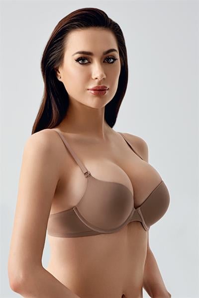 Kadın Push-Up Etkili Destekli Saten Görünümlü Sütyen | Cappuccino 7030