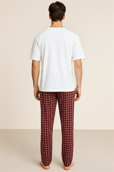 Erkek %100 Pamuk Cepli Ekose Pijama Altı | Desen 12 040