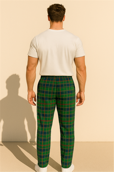 Erkek %100 Pamuk Cepli Ekose Pijama Altı | Yeşil