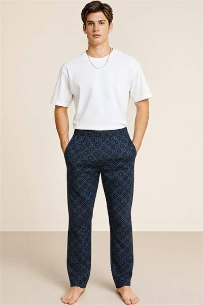 Erkek %100 Pamuk Cepli Ekose Pijama Altı | Desen 16  040