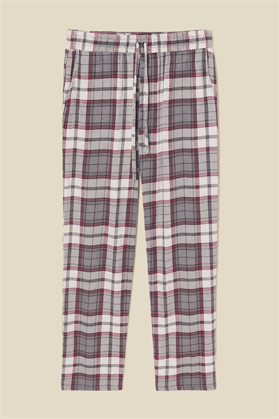 Erkek %100 Pamuk Cepli Ekose Pijama Altı | Gri