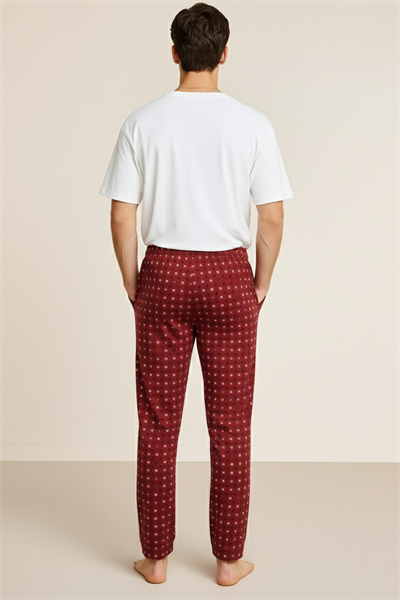 Erkek %100 Pamuk Cepli Ekose Pijama Altı | Desen 10 040