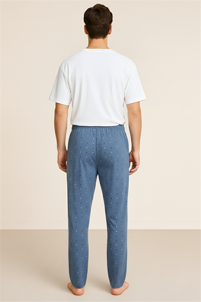 Erkek %100 Pamuk Cepli Ekose Pijama Altı | Desen 15 040