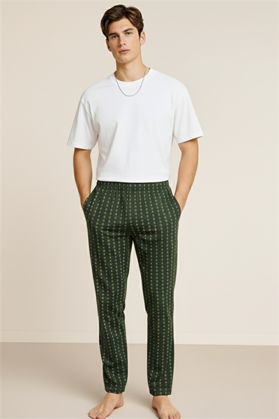 Erkek %100 Pamuk Cepli Ekose Pijama Altı | Desen 11 040