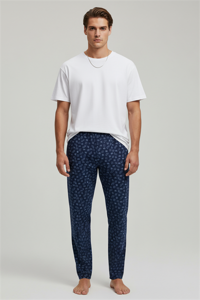 Erkek %100 Pamuk Cepli Ekose Pijama Altı | Desen 7 040
