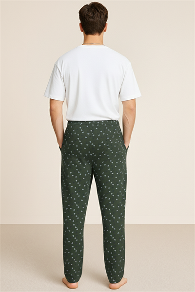 Erkek %100 Pamuk Cepli Ekose Pijama Altı | Desen 13 040