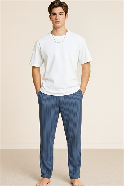 Erkek %100 Pamuk Cepli Ekose Pijama Altı | Desen 3 040