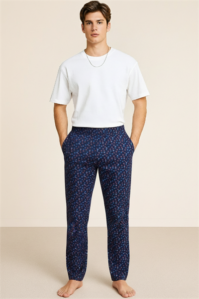 Erkek %100 Pamuk Cepli Ekose Pijama Altı | Desen 9 040