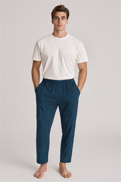 Erkek %100 Pamuk Cepli Ekose Pijama Altı | Desen 6 040