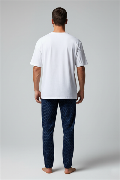 Erkek %100 Pamuk Cepli Ekose Pijama Altı | Desen 8 040