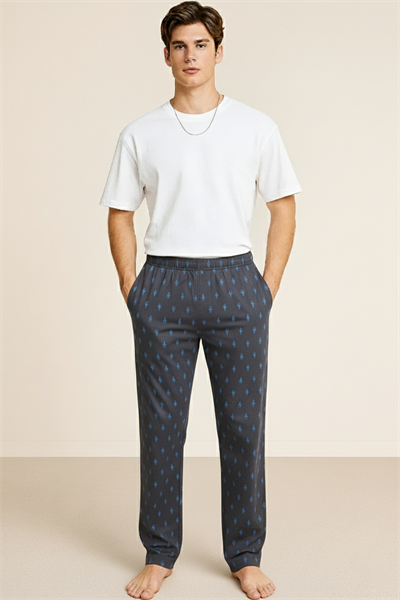 Erkek %100 Pamuk Cepli Ekose Pijama Altı | Desen 1 040