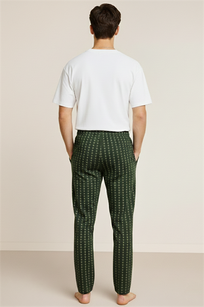 Erkek %100 Pamuk Cepli Ekose Pijama Altı | Desen 11 040