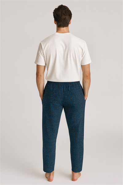 Erkek %100 Pamuk Cepli Ekose Pijama Altı | Desen 6 040