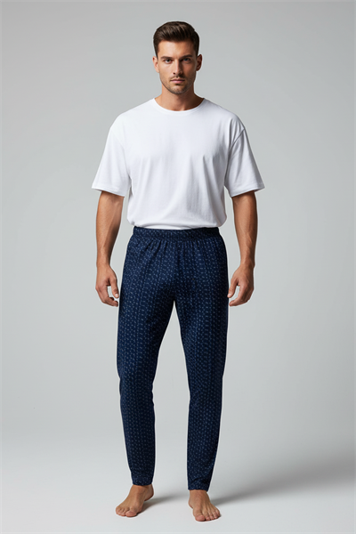 Erkek %100 Pamuk Cepli Ekose Pijama Altı | Desen 8 040