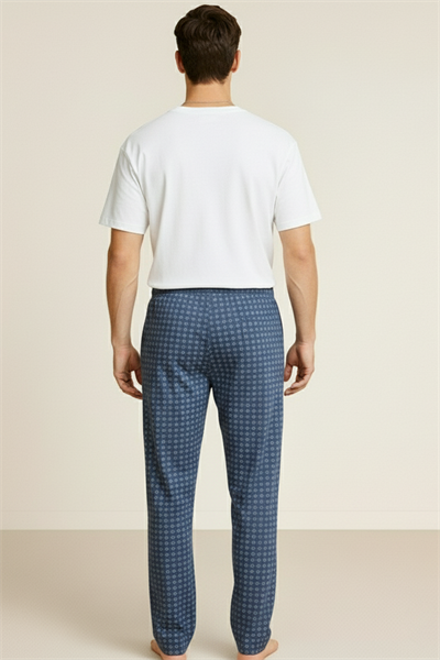 Erkek %100 Pamuk Cepli Ekose Pijama Altı | Desen 4 040
