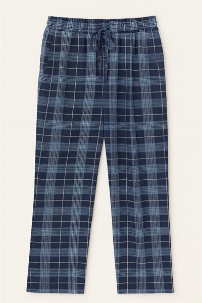 Erkek %100 Pamuk Cepli Ekose Pijama Altı | Lacivert