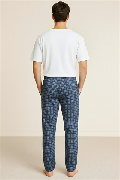Erkek %100 Pamuk Cepli Ekose Pijama Altı | Desen 2 040