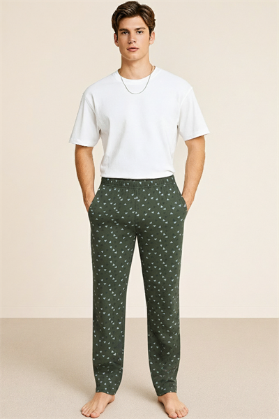 Erkek %100 Pamuk Cepli Ekose Pijama Altı | Desen 13 040