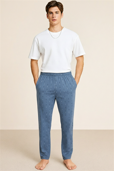 Erkek %100 Pamuk Cepli Ekose Pijama Altı | Desen 15 040