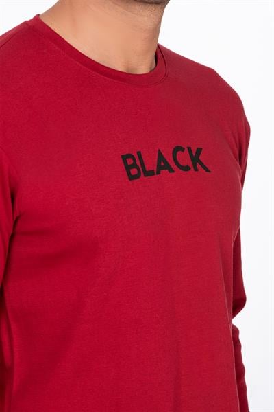 Erkek Bisiklet Yaka Pamuklu Pijama Takımı | Bordo 021