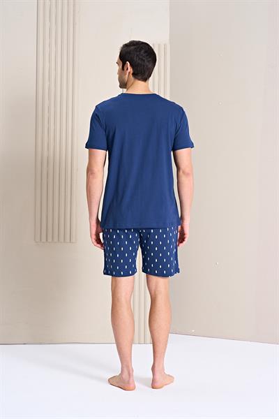 Erkek Bisiklet Yaka Şort Pijama Takım | 1785