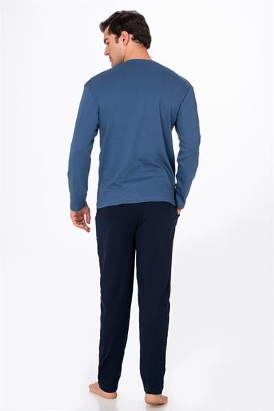 Erkek Casual Active Baskılı Pamuklu Pijama Takımı | Lacivert