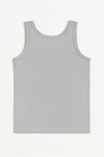 Erkek Çocuk %100 Pamuklu Ribana Kalın Askılı Atlet | Gri Melanj K0801