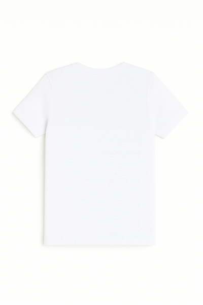 Erkek Çocuk %100 Pamuklu Ribana Kısa Kollu Geniş Yaka Atlet Fanila | Beyaz K0803