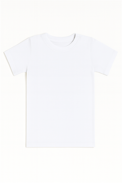 Erkek Çocuk %100 Pamuklu Ribana Yarım Kol Kapalı Yaka Fanila | Beyaz 0706