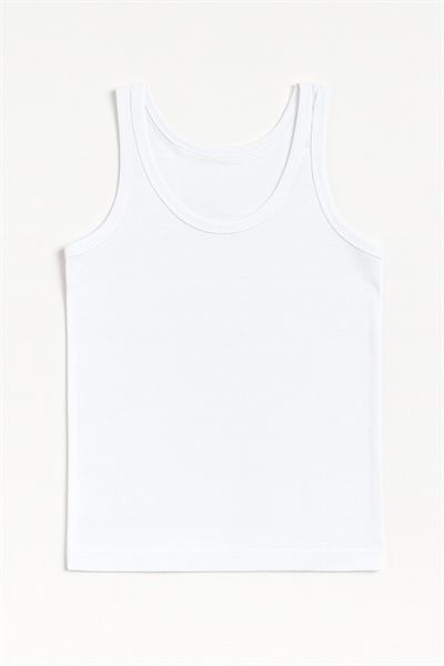 Erkek Çocuk %100 Pamuklu Süprem Kalın Askılı Atlet | Beyaz K0702