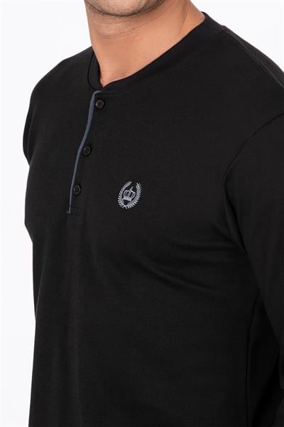 Erkek İnterlok Pamuklu Pijama Takımı | Siyah 030