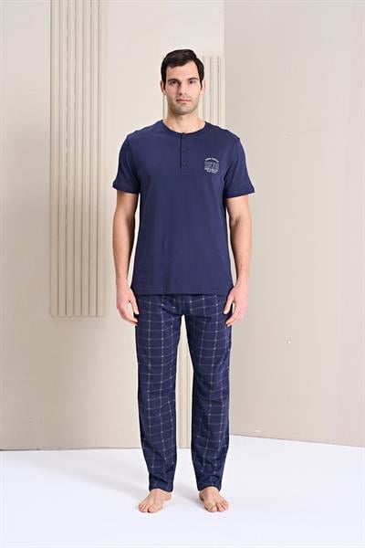 Erkek Önü Patlı Altı Uzun Pijama Takım | 1753