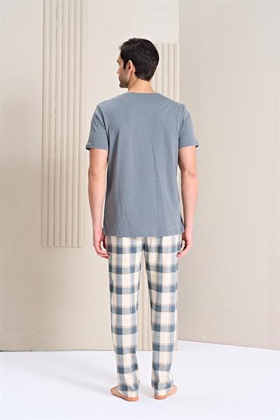 Erkek Önü Patlı Altı Uzun Pijama Takım | 1758