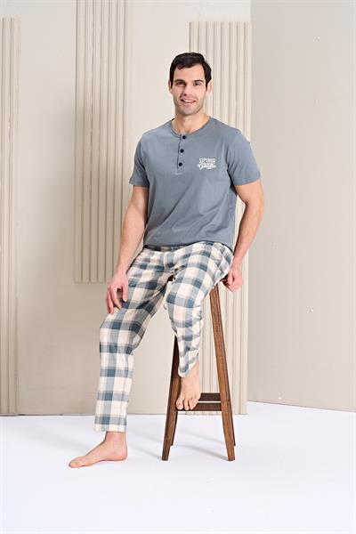 Erkek Önü Patlı Altı Uzun Pijama Takım | 1758