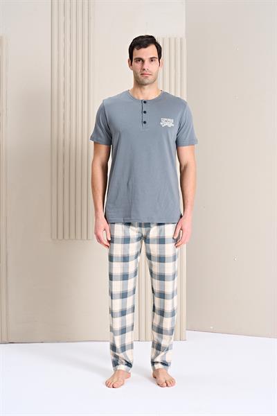 Erkek Önü Patlı Altı Uzun Pijama Takım | 1758