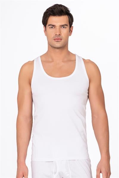 Erkek Pamuklu Modal Esnek Atlet Beyaz | K10852